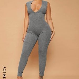 SHEIN gray, sleeveless body suit. soft/comfortable material, brand new.
